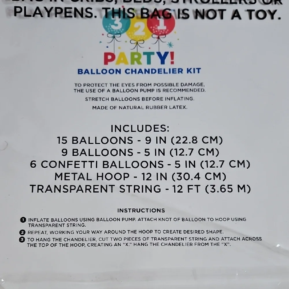 Balloon Chandelier Kit - 30 Multicolor & Confetti Balloons, NWT